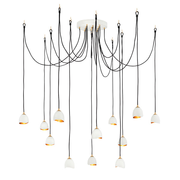 Quintessentiale Nula Shell White And Luxe Gold 12 Light Pendant