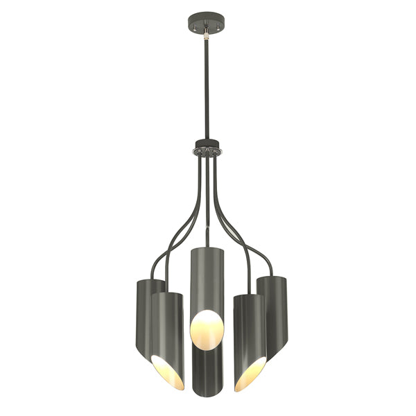 Product photograph of Elstead Quinto 6 Light Chandelier Dark Grey Polished Nickel from Olivia's