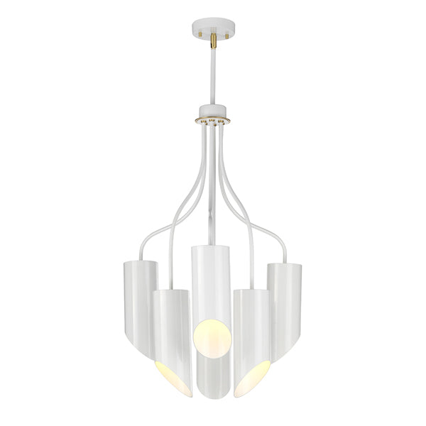 Product photograph of Elstead Quinto 6 Light Chandelier White Aged Brass from Olivia's