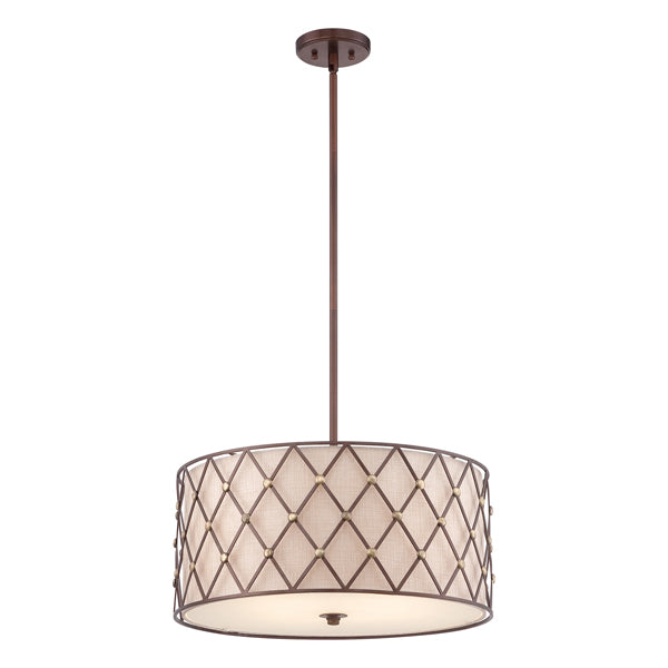 Product photograph of Elstead Brown Lattice 4 Light Pendant Copper Canyon from Olivia's