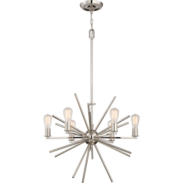 Product photograph of Elstead Uptown Carnegie 6 Light Chandelier Imperial Silver from Olivia's