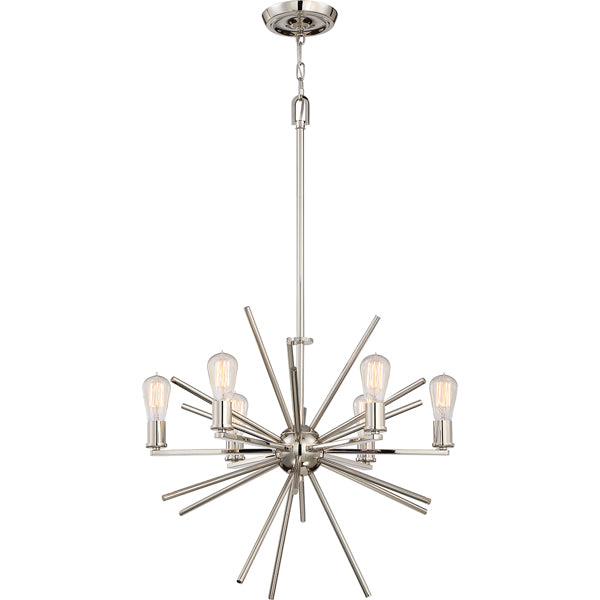 Elstead Uptown Carnegie 6 Light Chandelier Imperial Silver