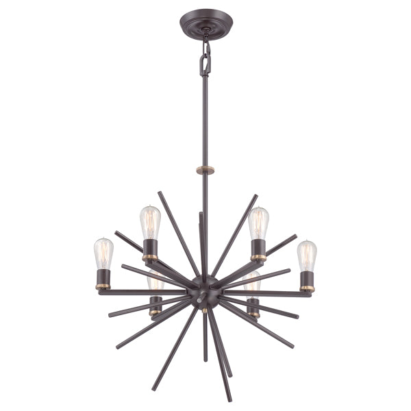 Product photograph of Elstead Uptown Carnegie 6 Light Chandelier Western Bronze from Olivia's