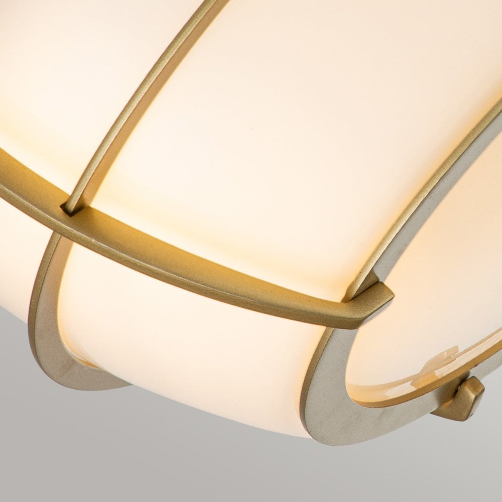 Product photograph of Quoizel Chance 2 Light Flush Mount In Painted Brass from Olivia's.