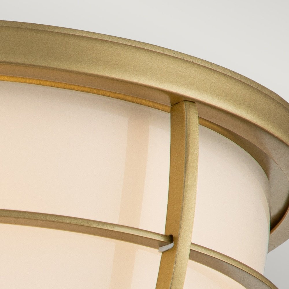 Product photograph of Quoizel Chance 2 Light Flush Mount In Painted Brass from Olivia's.