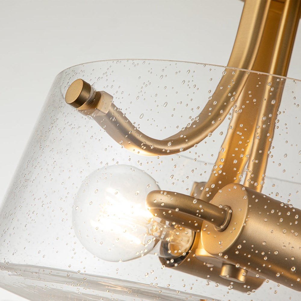 Product photograph of Quoizel Hollister 2 Light Semi-flush Mount Light In Brass from Olivia's.