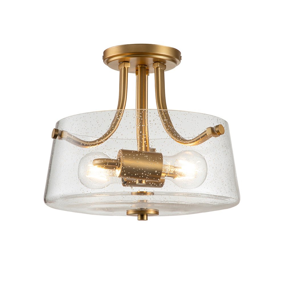 Product photograph of Quoizel Hollister 2 Light Semi-flush Mount Light In Brass from Olivia's