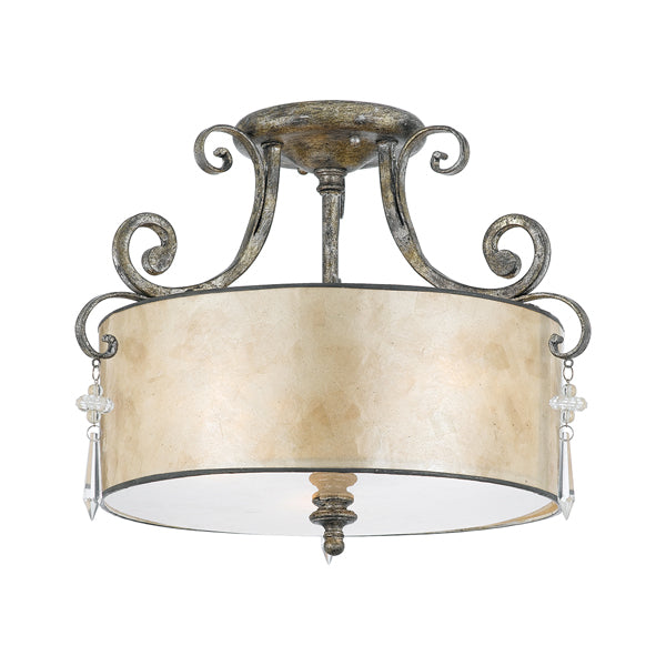 Elstead Kendra 3 Light Ceiling Light Mottled Silver