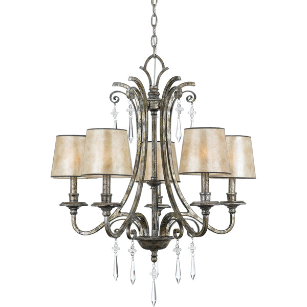 Product photograph of Elstead Kendra 5 Light Chandelier Mottled Silver from Olivia's