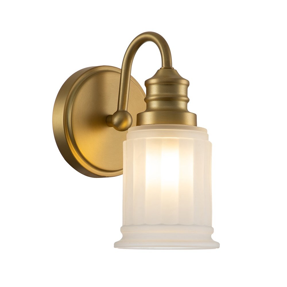 Product photograph of Quoizel Swell 1 Light Wall Light In Brass from Olivia's
