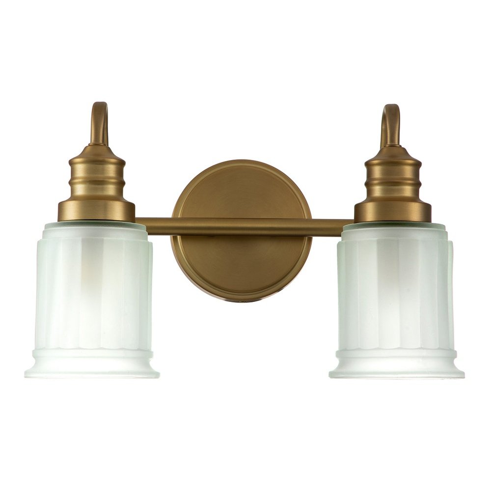 Product photograph of Quoizel Swell 2 Light Wall Light In Brass from Olivia's.