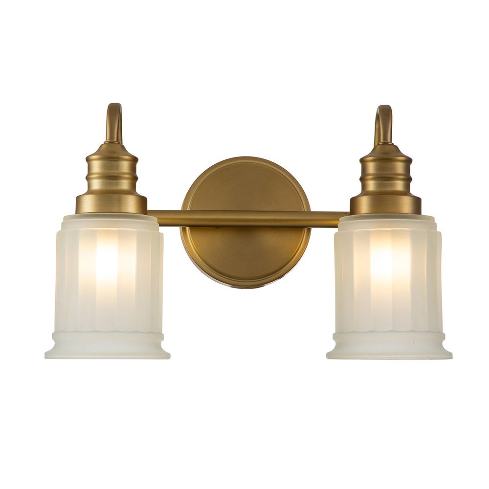 Product photograph of Quoizel Swell 2 Light Wall Light In Brass from Olivia's