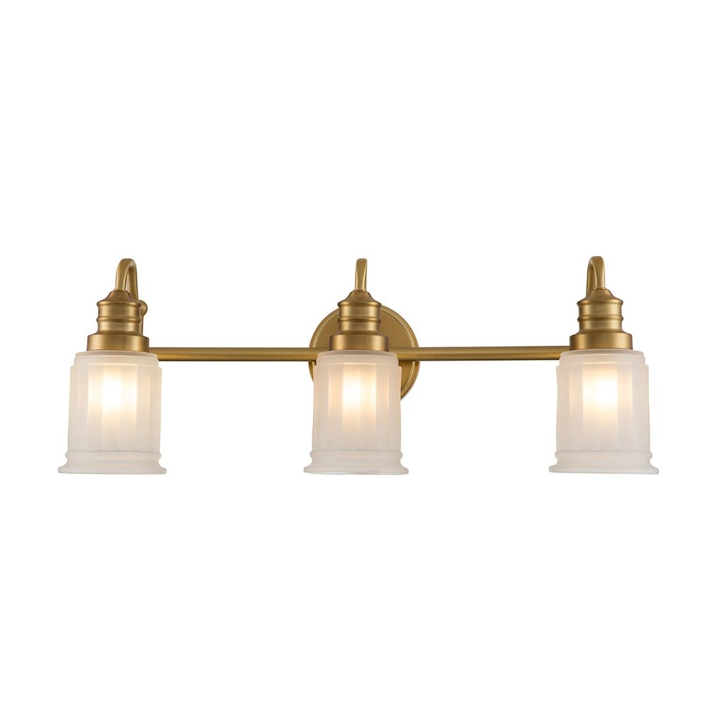 Product photograph of Quoizel Swell 3 Light Wall Light In Brass from Olivia's