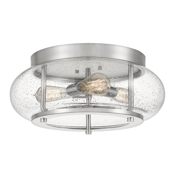 Product photograph of Elstead Trilogy 3 Light Flush Mount Light Brushed Nickel from Olivia's