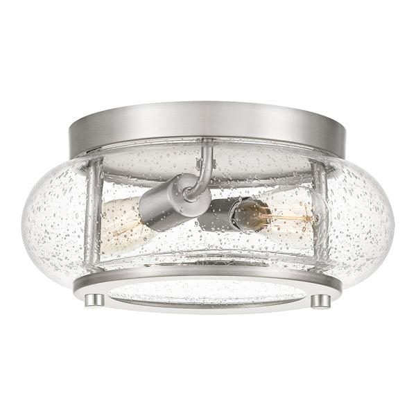 Product photograph of Elstead Trilogy 2 Light Flush Mount Light Brushed Nickel from Olivia's