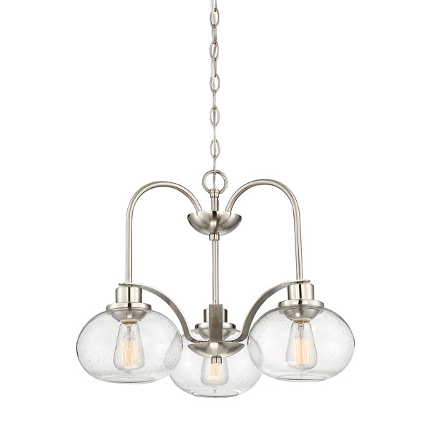 Product photograph of Elstead Trilogy 3 Light Chandelier Brushed Nickel from Olivia's