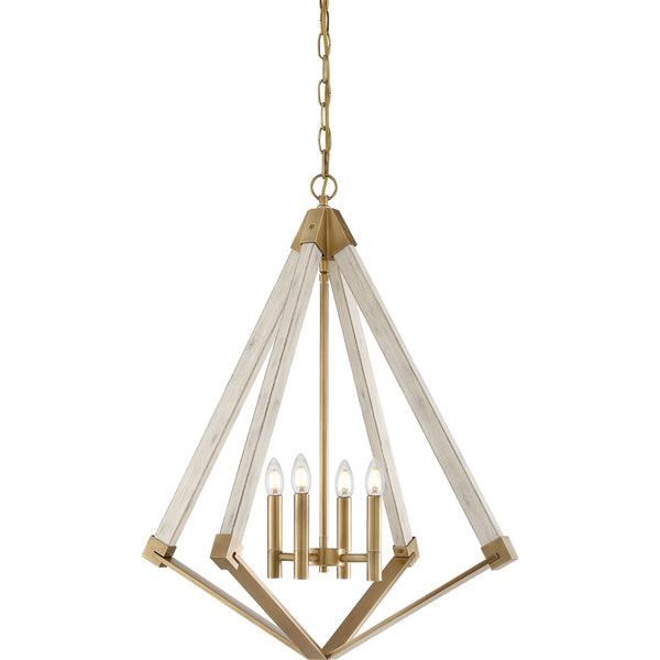 Product photograph of Elstead View Point 4 Light Chandelier Weathered Brass from Olivia's
