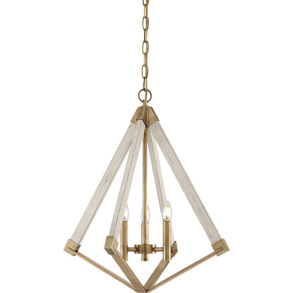 Product photograph of Elstead View Point 3 Light Chandelier Weathered Brass from Olivia's