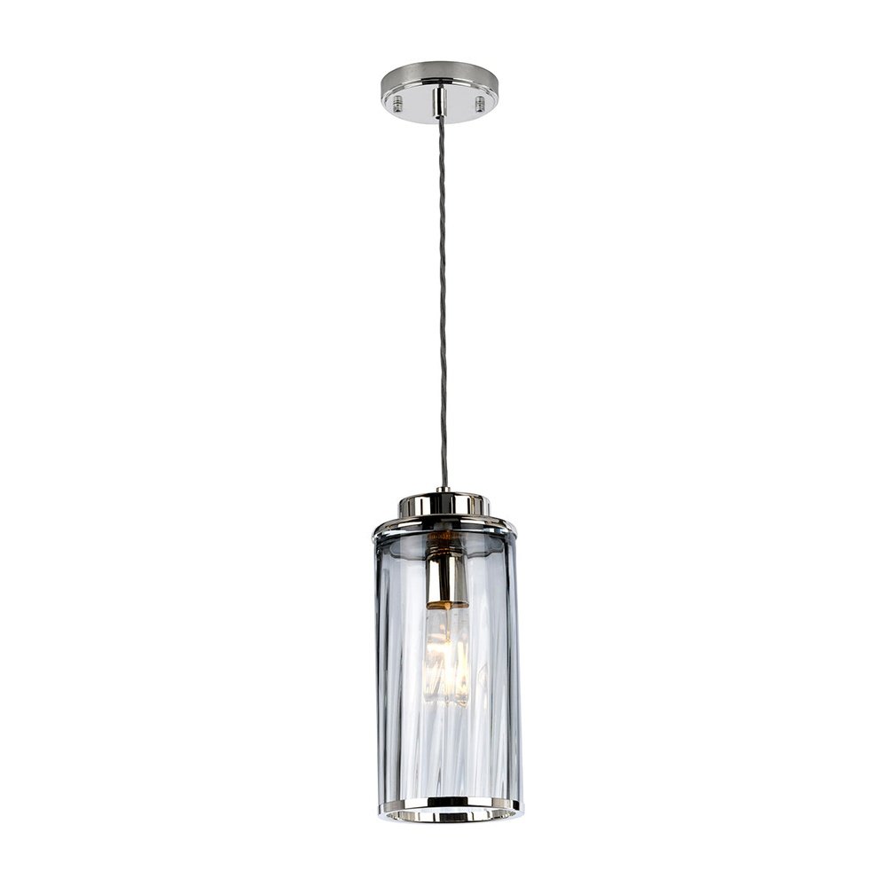 Product photograph of Elstead Lighting Reno 1 Light Pendant Light In Polished Nickel from Olivia's