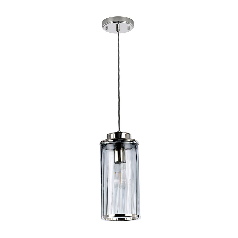 Product photograph of Elstead Lighting Reno 1 Light Pendant Light In Polished Nickel from Olivia's.