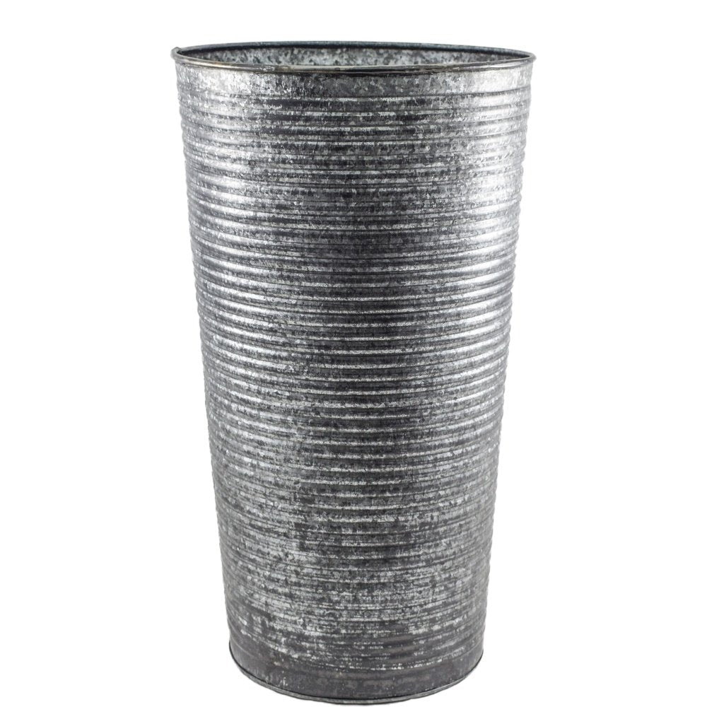 Product photograph of Ivyline Ribbed Galvanised Vase from Olivia's