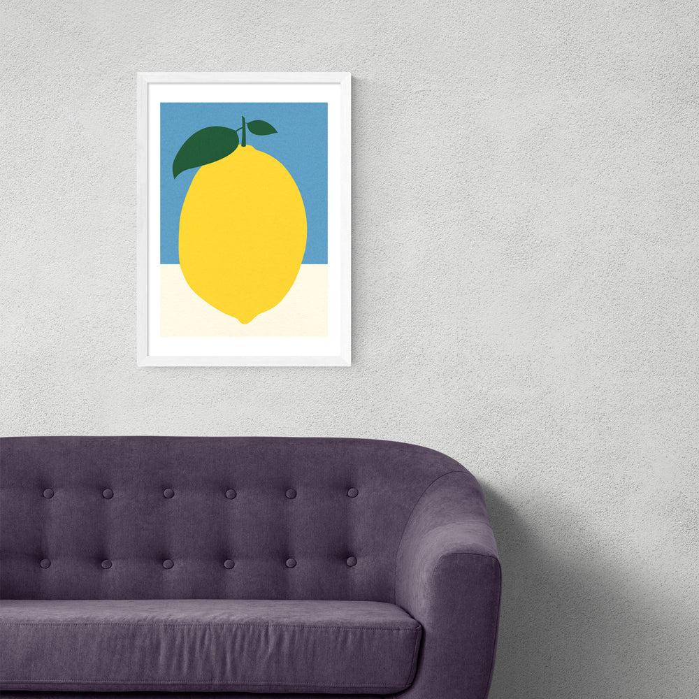 Product photograph of Yellow Lemon By Rosi Feist - A3 White Framed Art Print from Olivia's.