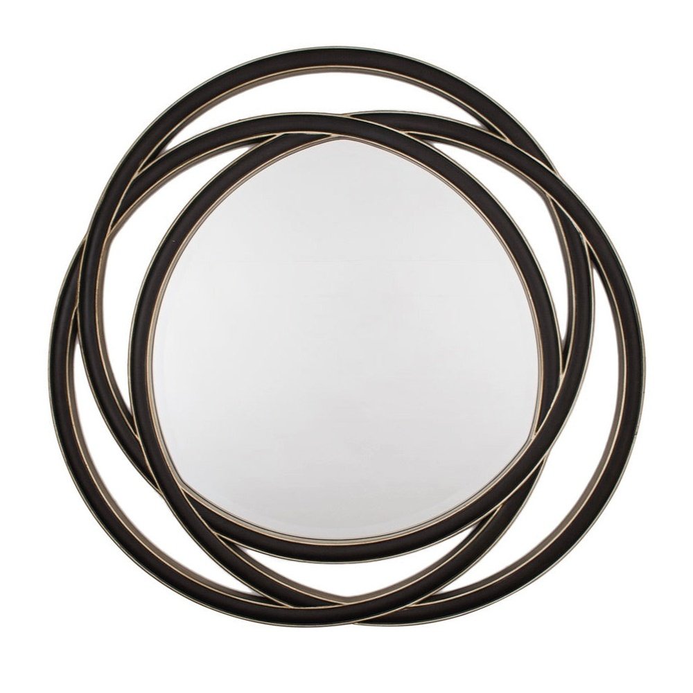 Product photograph of Rv Astley Dove Round Mirror In Walnut And Champagne Silver from Olivia's