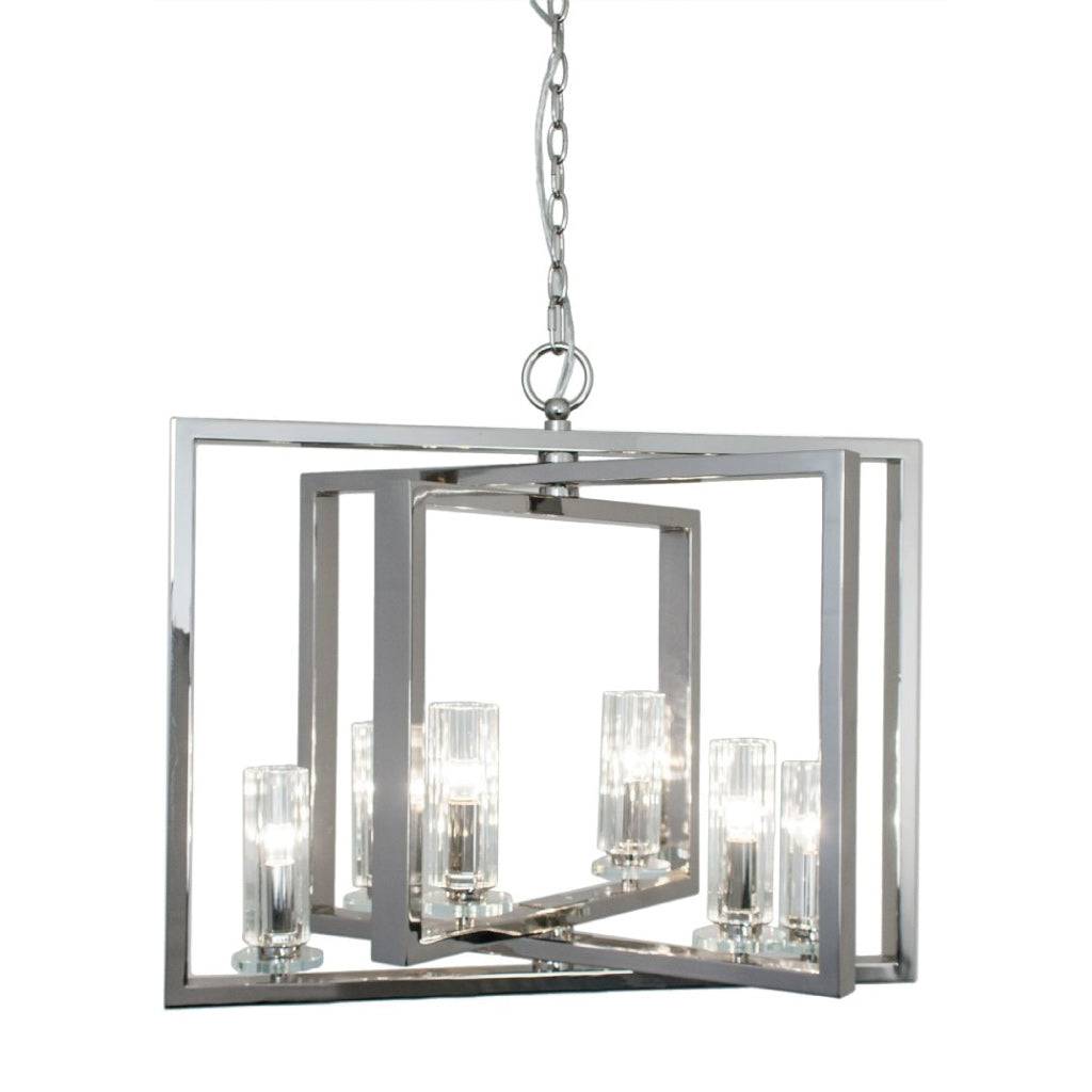 Product photograph of Rv Astley Saturn 6 Arm Angled Chandelier Nickel from Olivia's