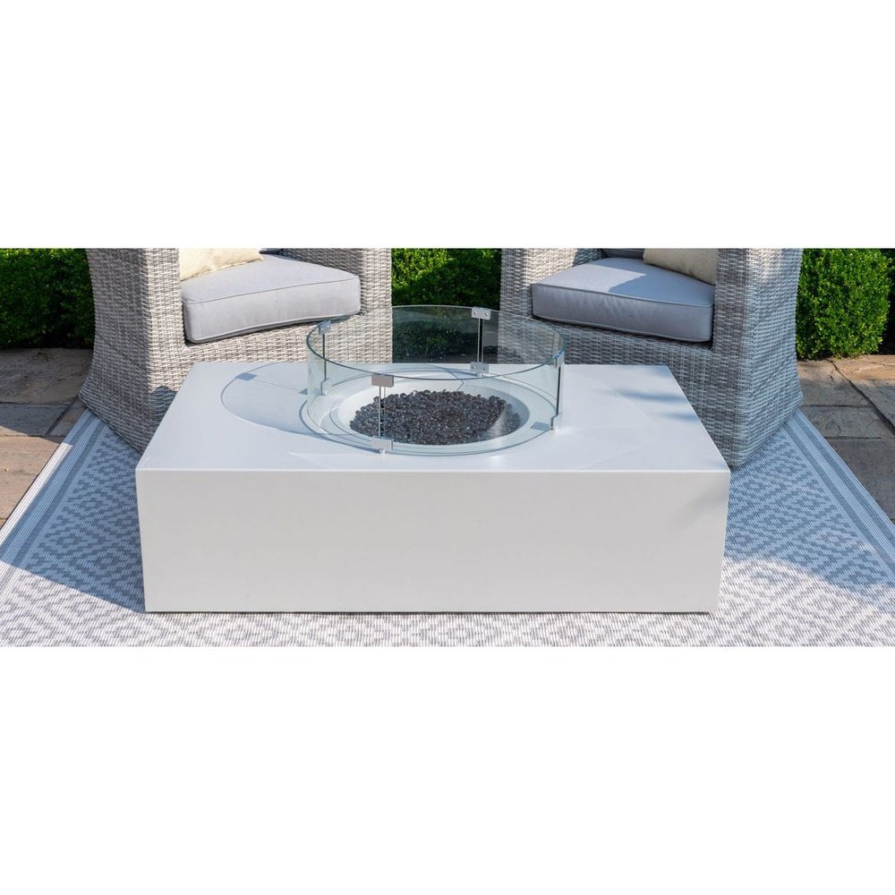 Product photograph of Maze Wide Fire Pit Coffee Table In Pebble White from Olivia's.