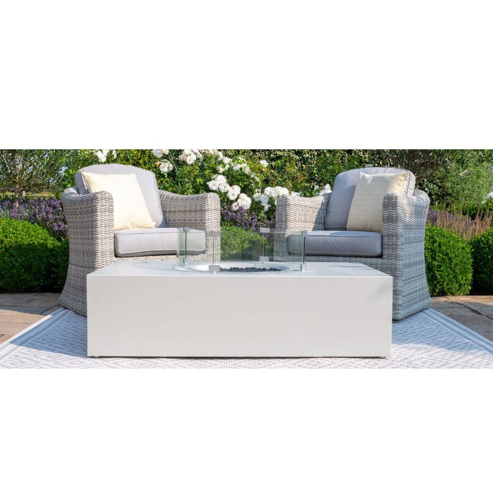 Product photograph of Maze Wide Fire Pit Coffee Table In Pebble White from Olivia's.