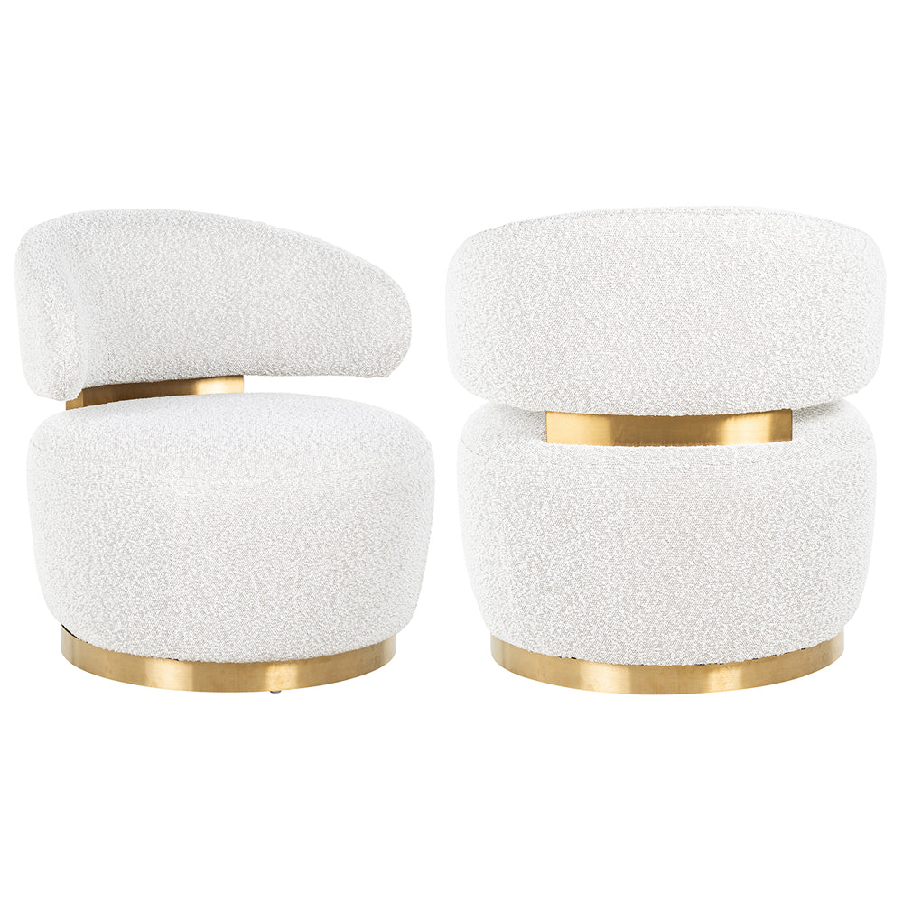 Product photograph of Richmond Maxime Swivel Chair White Boucl from Olivia's