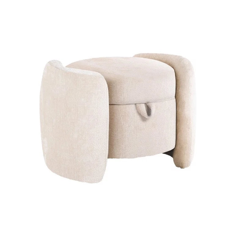 Richmond Fenna Pouffe In White Chenille