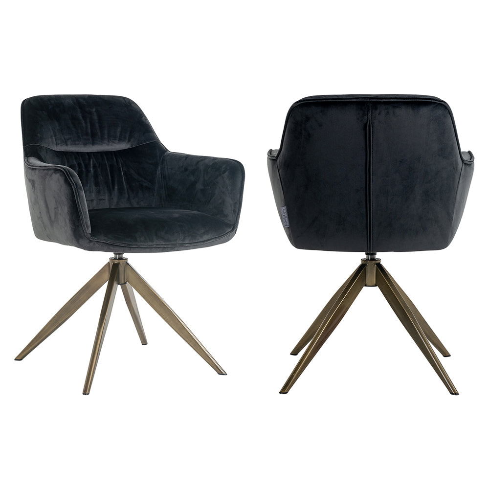 Product photograph of Richmond Aline Swivel Chair Antracite Velvet from Olivia's