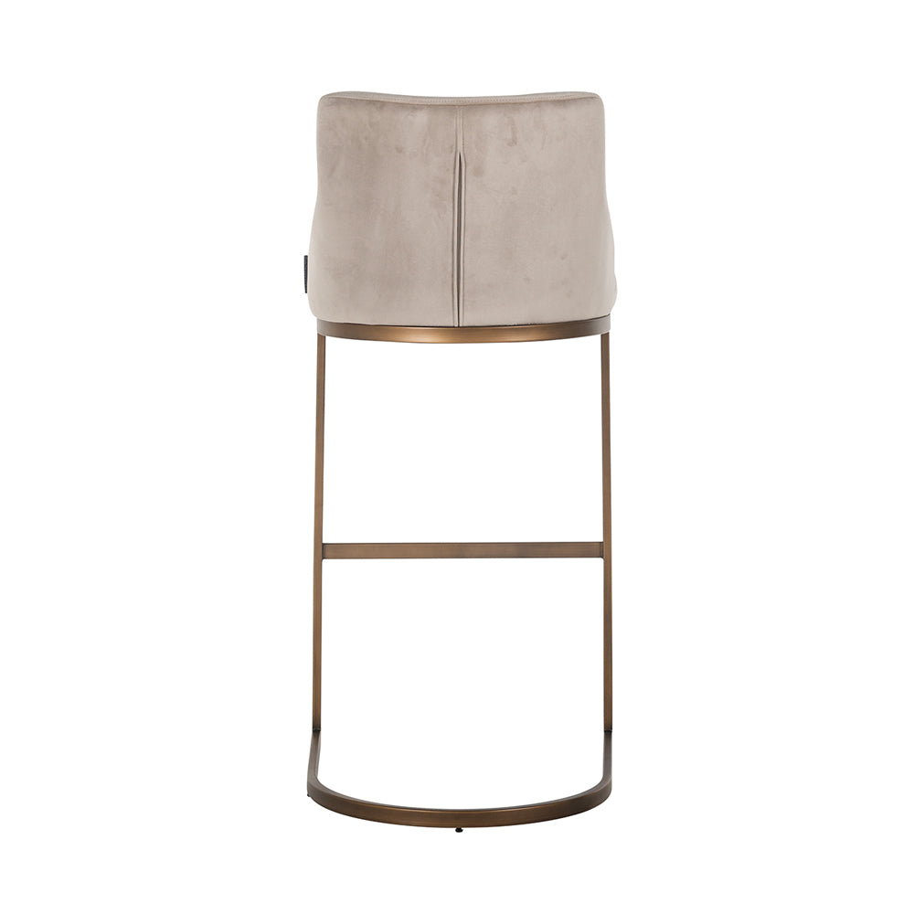 Product photograph of Richmond Bolton Bar Stool In Khaki Velvet Brushed Gold from Olivia's.