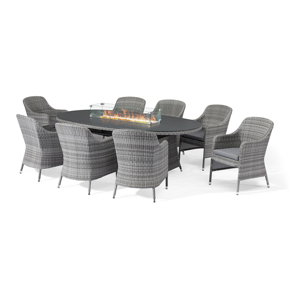 Product photograph of Maze Santorini 8 Seat Fire Pit Dining Set Grey from Olivia's