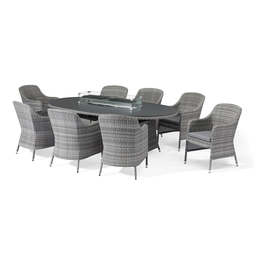 Product photograph of Maze Santorini 8 Seat Fire Pit Dining Set Grey from Olivia's.