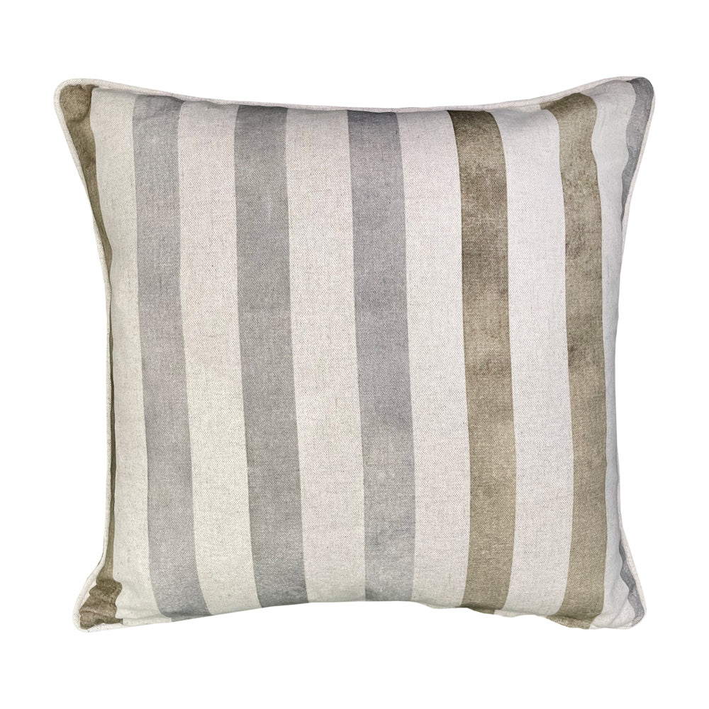 Product photograph of Malini Barcelona Cushion In Taupe With Stripe Reverse from Olivia's.