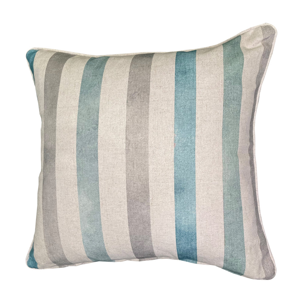 Product photograph of Malini Barcelona Cushion In Teal With Stripe Reverse from Olivia's.