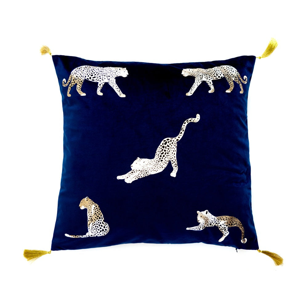 Malini Feline Cushion In Navy