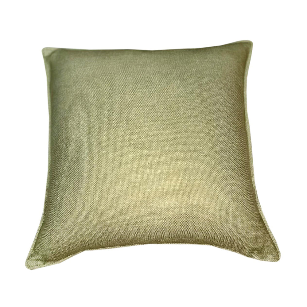 Malini Linea Faux Linen Cushion In Leaf Green