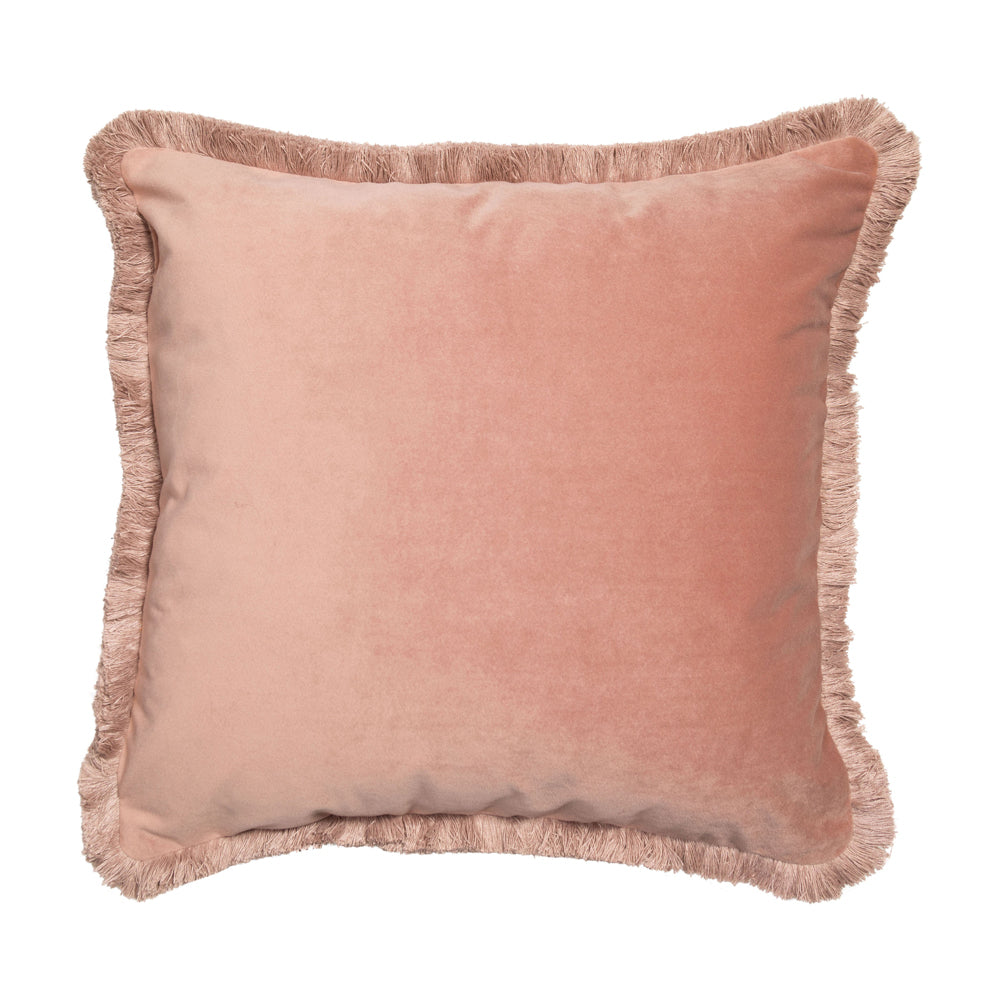 Product photograph of Malini Meghan Cushion In Pink With Fringe Detailing from Olivia's