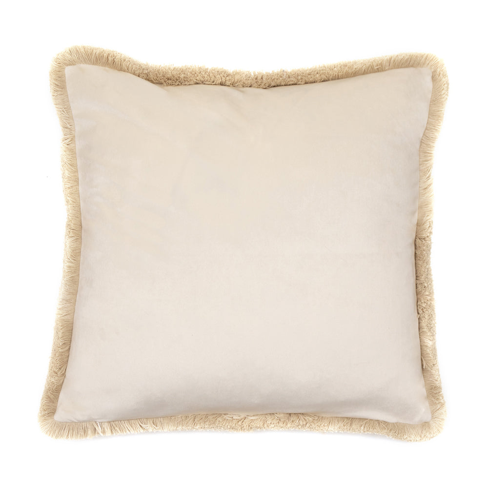 Malini Meghan Cushion In Taupe With Fringe Detailing