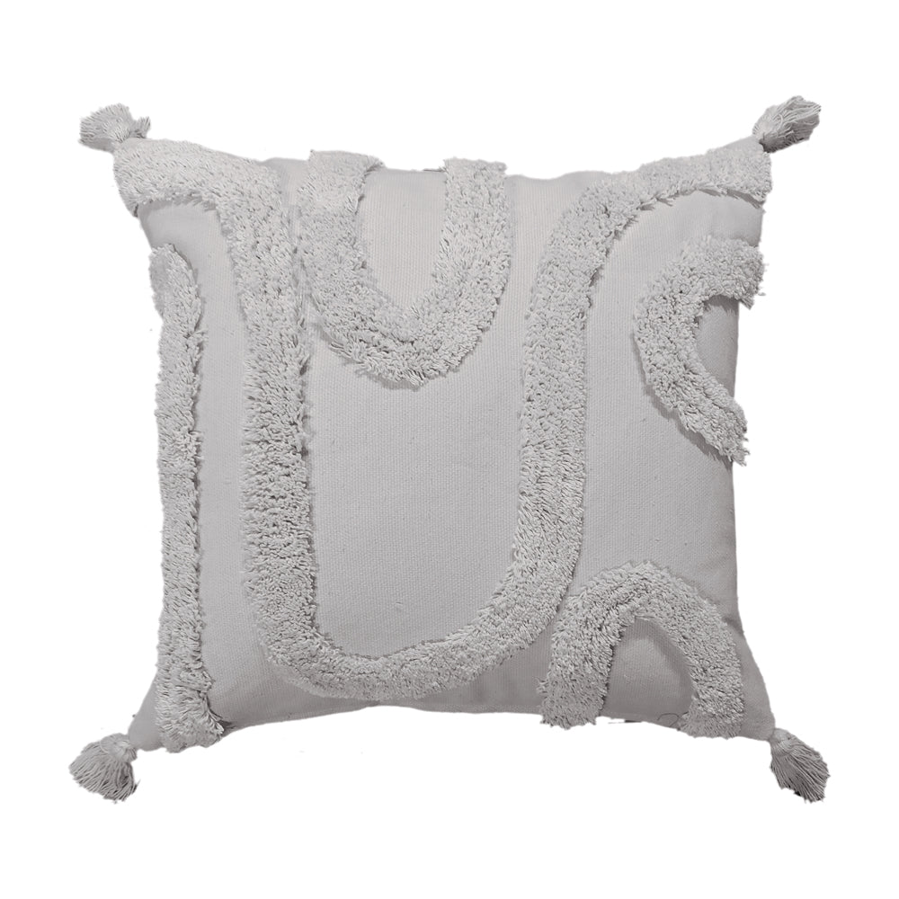 Product photograph of Malini Taj Woven Cushion In Light Grey from Olivia's