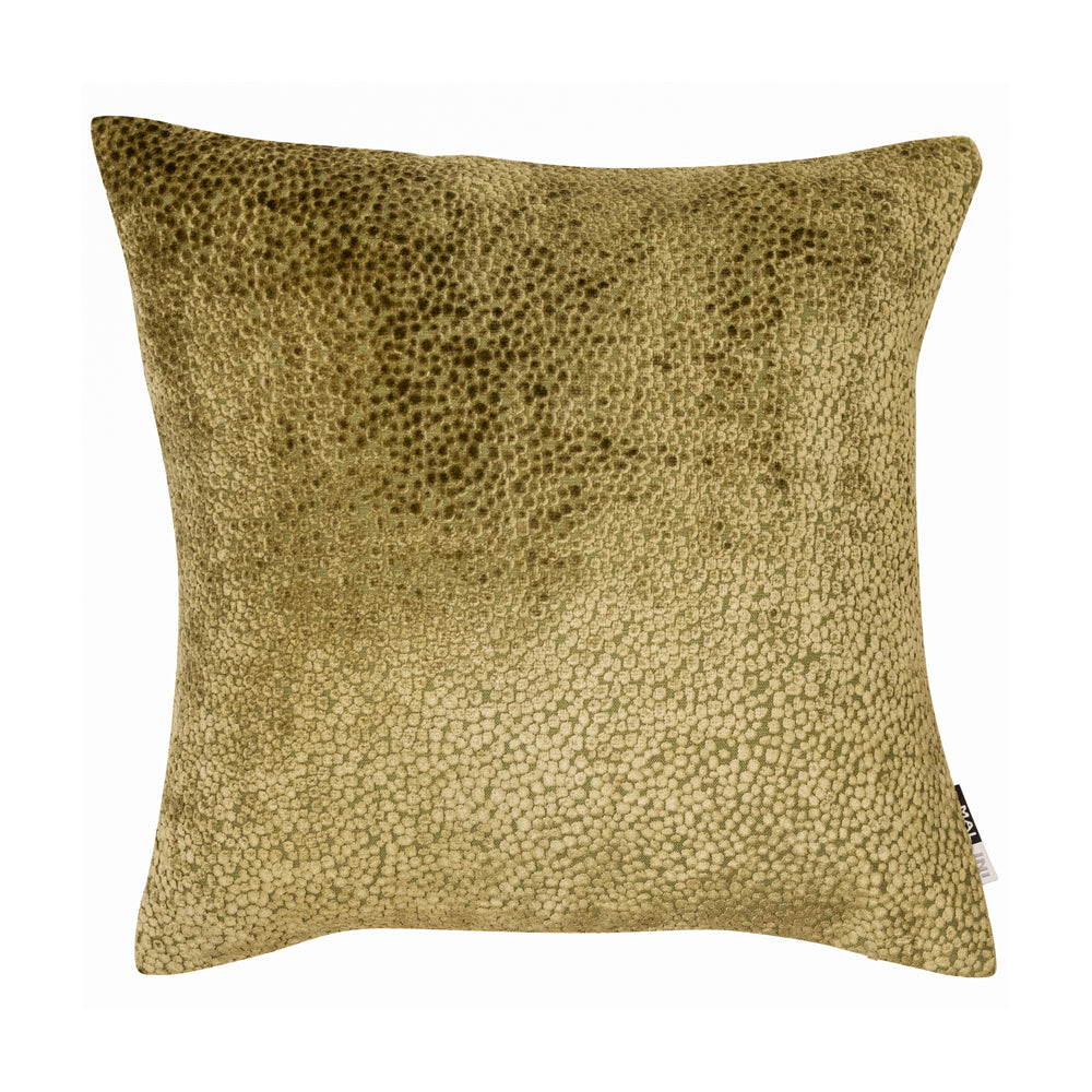 Malini Cut Velvet Dot Cushion In Olive 43 X 43cm