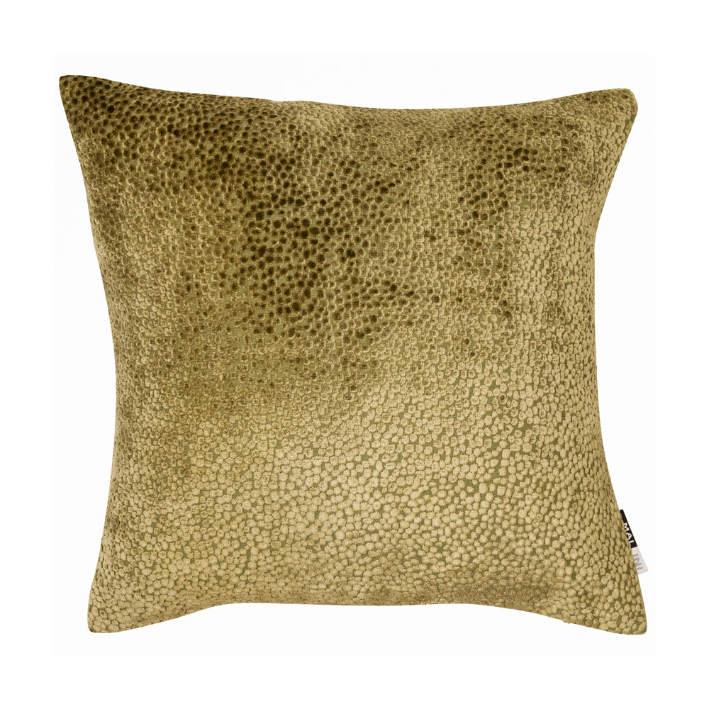 Product photograph of Malini Cut Velvet Dot Cushion In Olive - 43 X 43cm from Olivia's