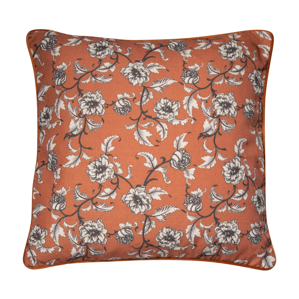Malini Bridgerton Printed Cushion In Orange Floral