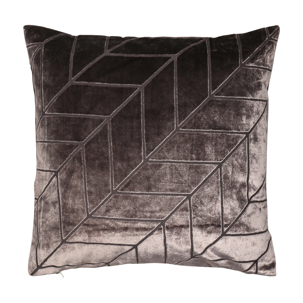 Malini Hoxley Cut Velvet Cushion In Truffle