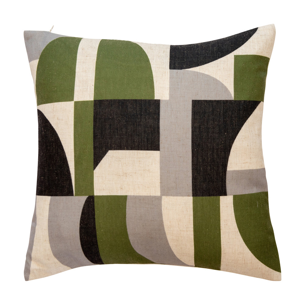 Product photograph of Malini Manhattan Linen Cushion In Olive from Olivia's