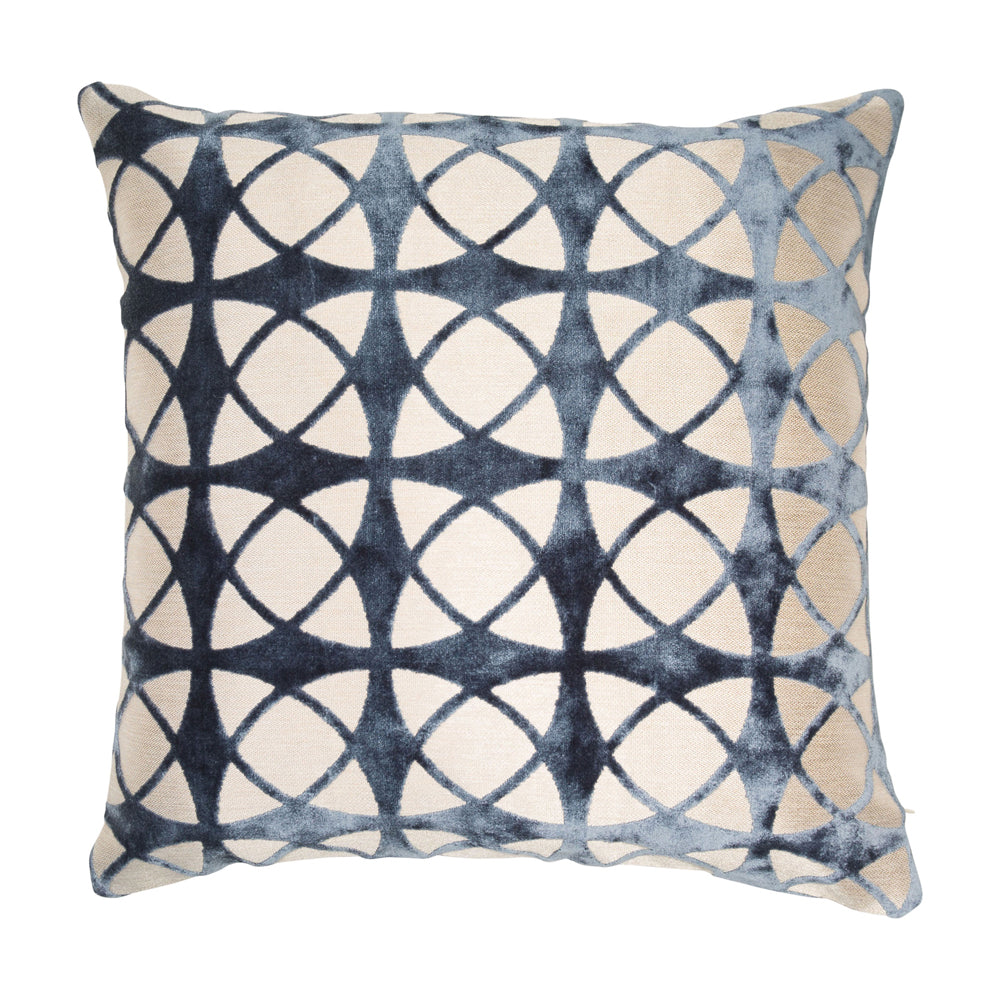 Malini Cut Velvet Spiral Cushion In Blue 43 X 43cm