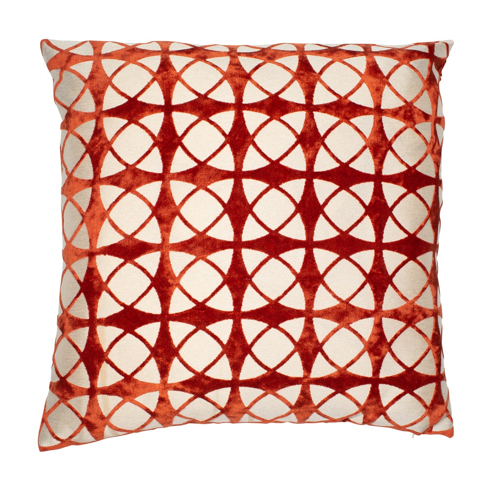 Product photograph of Malini Cut Velvet Spiral Cushion In Orange - 43 X 43cm from Olivia's